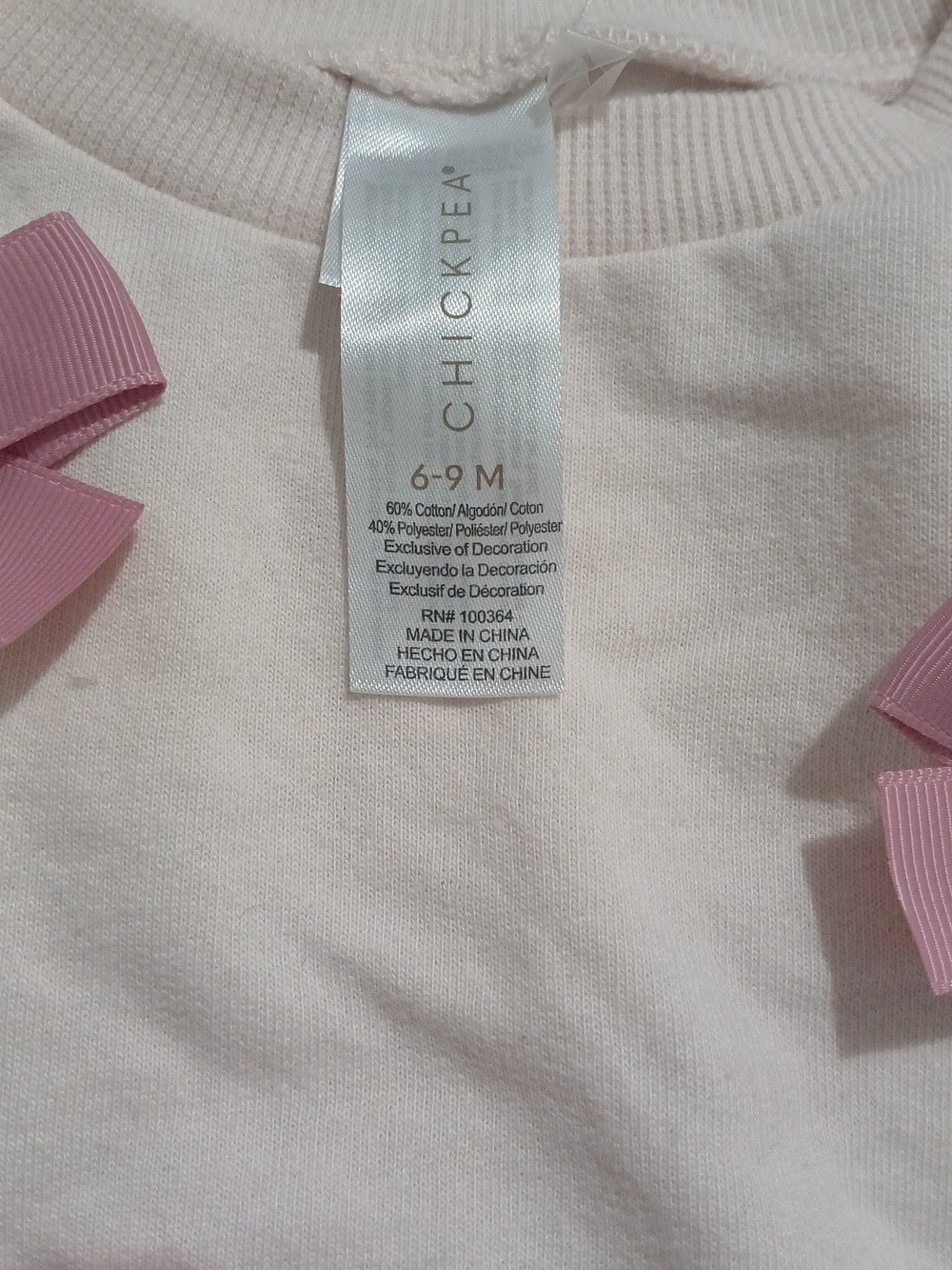 chick pea Soft Light Pink Baby Sweater with Ribbon Bows